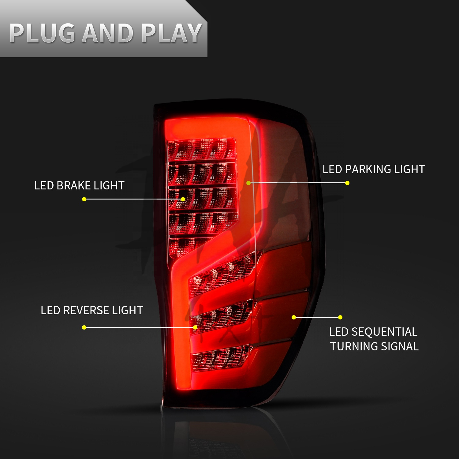 Brute Status LED Tail Lights For Ford Ranger 2012-2021 - Sequential Rear Lamp, T8 Style, Pair