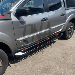 Nissan Navara 2015+ Steel Side Steps With LEDs (Matt Black)