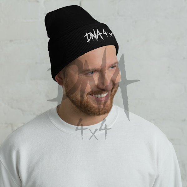 DNA4x4 Cuffed Beanie - white Logo