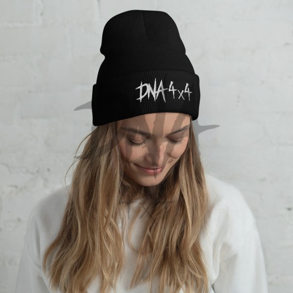 DNA4x4 Cuffed Beanie - white Logo - Image 3