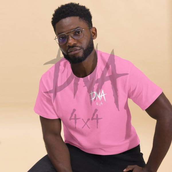 mens-classic-tee-azalea-front-2-645e08ecae937.jpg DNA4x4 Printed T Shirt – White Logo