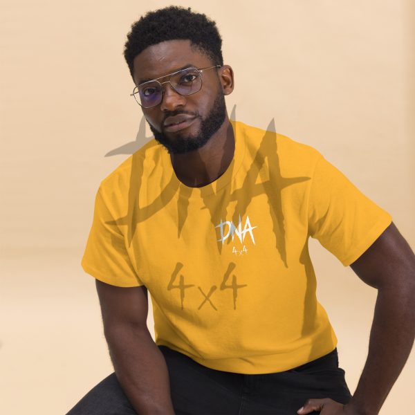 mens-classic-tee-gold-front-2-645e08ecb3272.jpg DNA4x4 Printed T Shirt – White Logo