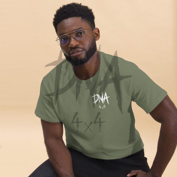 mens-classic-tee-military-green-front-2-645e08eca96ec.jpg DNA4x4 Printed T Shirt – White Logo