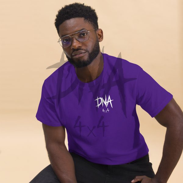 mens-classic-tee-purple-front-2-645e08eca2de7.jpg DNA4x4 Printed T Shirt – White Logo