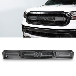 Ford Ranger T7 Wildtrak 15-17 Matte Black Grille With White LED Badge
