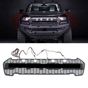 Ford Ranger T7 15-17 Raptor Look Matte Black LED Light Grille