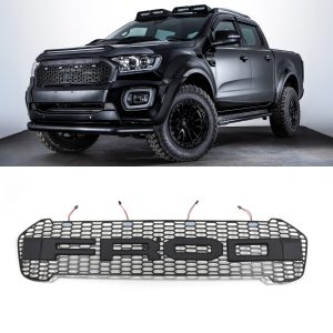 Ford Ranger T8 18-21 Black Grille With White LED Lights
