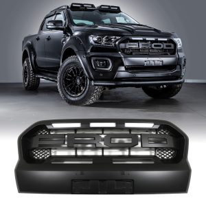 Ford Ranger T8 Wildtrak 18-21 Black Grille With White LED Lights