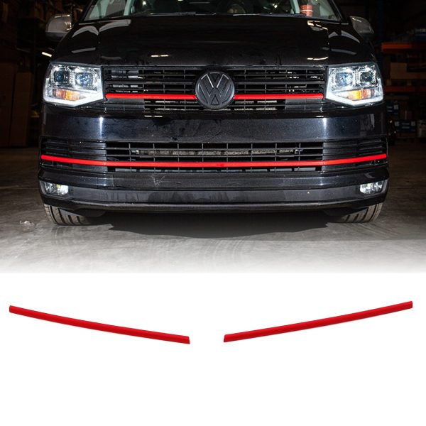 VW Transporter T6.1 19-24 Red 2 Piece Short Grille Trims