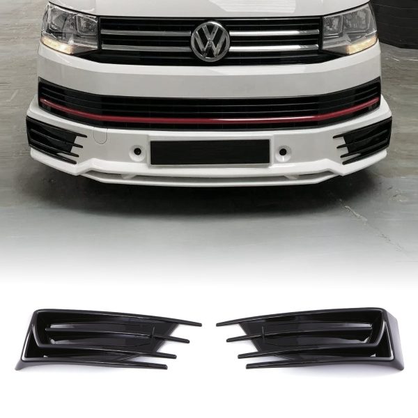VW Transporter T6 16-19 Gloss Black Sportline Front Bumper Inserts