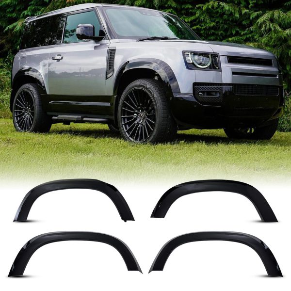 DLFF004-1.jpg Predator4x4 Gloss Black Fender Flares To Fit Land Rover Defender 90 L663 20+