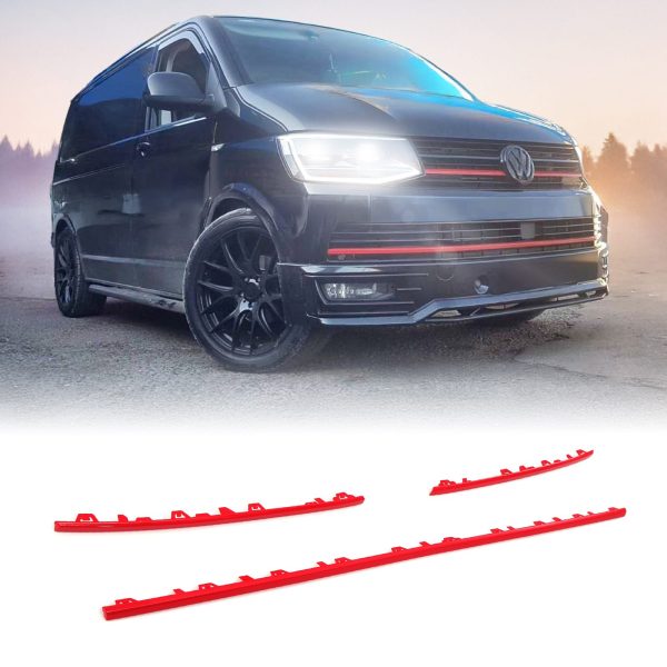 VW Transporter T6 16-19 3 Piece Red Front Bumper Grille Trim