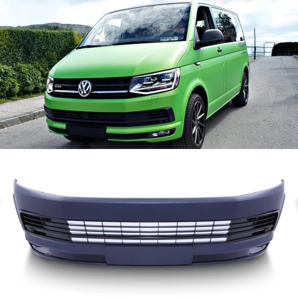 DLFB010-01-5050.jpg VW Transporter T6 16-19 Primed Front Bumper Sportline Style with Gloss Black Grille Trim