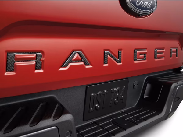 Ford Matte Carbon Fibre Domed RANGER Tailgate Letters For Ranger Raptor 2022+ 3.0 V6