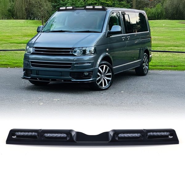 SMRL014-FITTED-03-T5.jpg VW Transporter T5 T5.1 2003-2015 Gloss Black Quad Roof Mounted LED Light