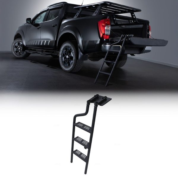 Nissan Navara D40 D23 NP300 2005+ Black Rear Tailgate Folding Ladder