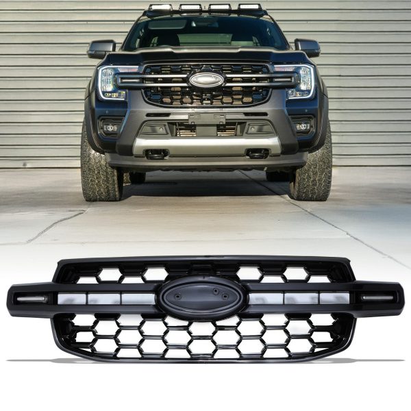Ford Ranger T9 2023+ Grey and Black Front Grille With LEDs