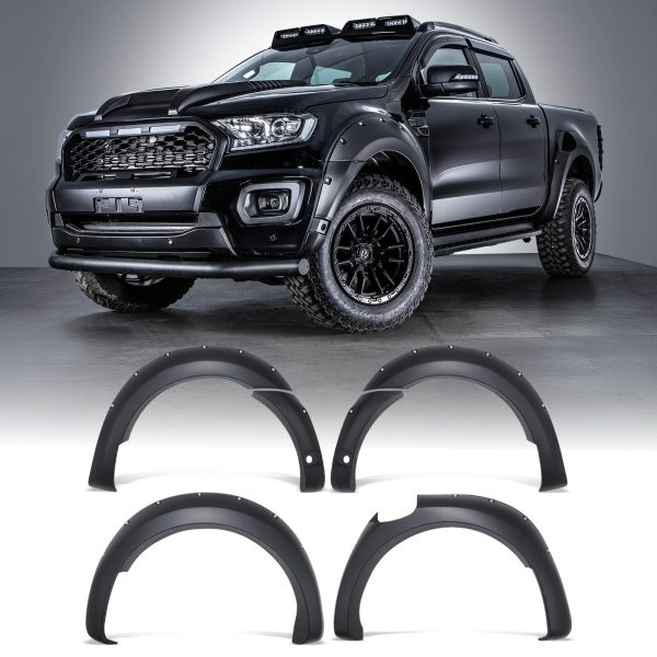 CAR-THREE-LOW-ANGLE-GRADIENT-copy-1.jpg Ford Ranger T8 19-22 Matte Black Wide Wheel Arch Kit with Parking Sensor Holes