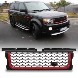 Predator4x4 Black & Red Autobiography Look Front Grille To Fit Range Rover Sport L320 05-09