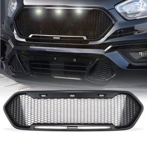 Ford Transit Custom 18-22 Matte Black Grille With White LEDs
