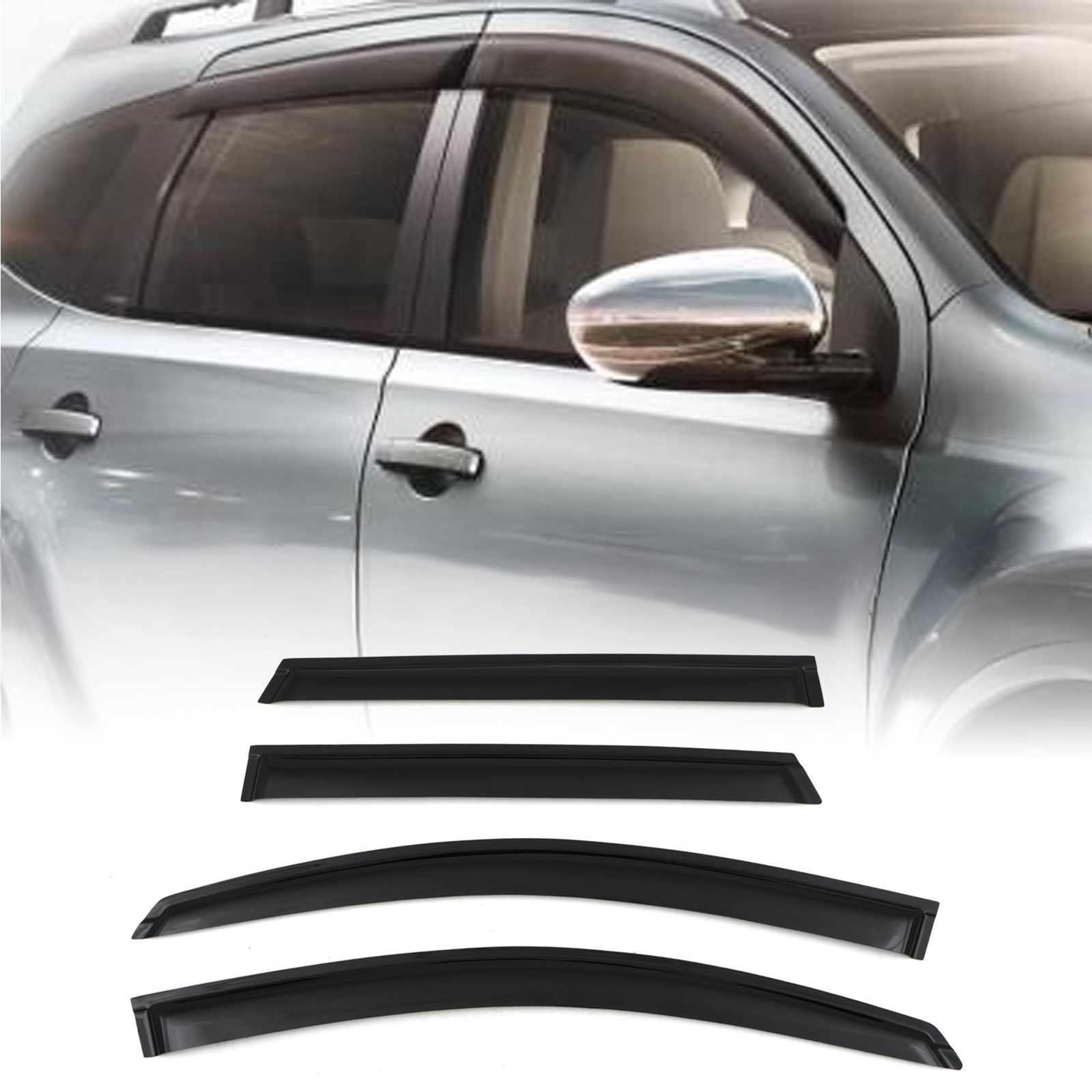 Nissan Qashqai+2 J10 06-13 Black Wind Deflectors