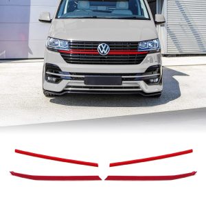 VWGT003-50-50.jpg VW Transporter T6.1 19-24 Red 4 Piece Upper Grille Trims