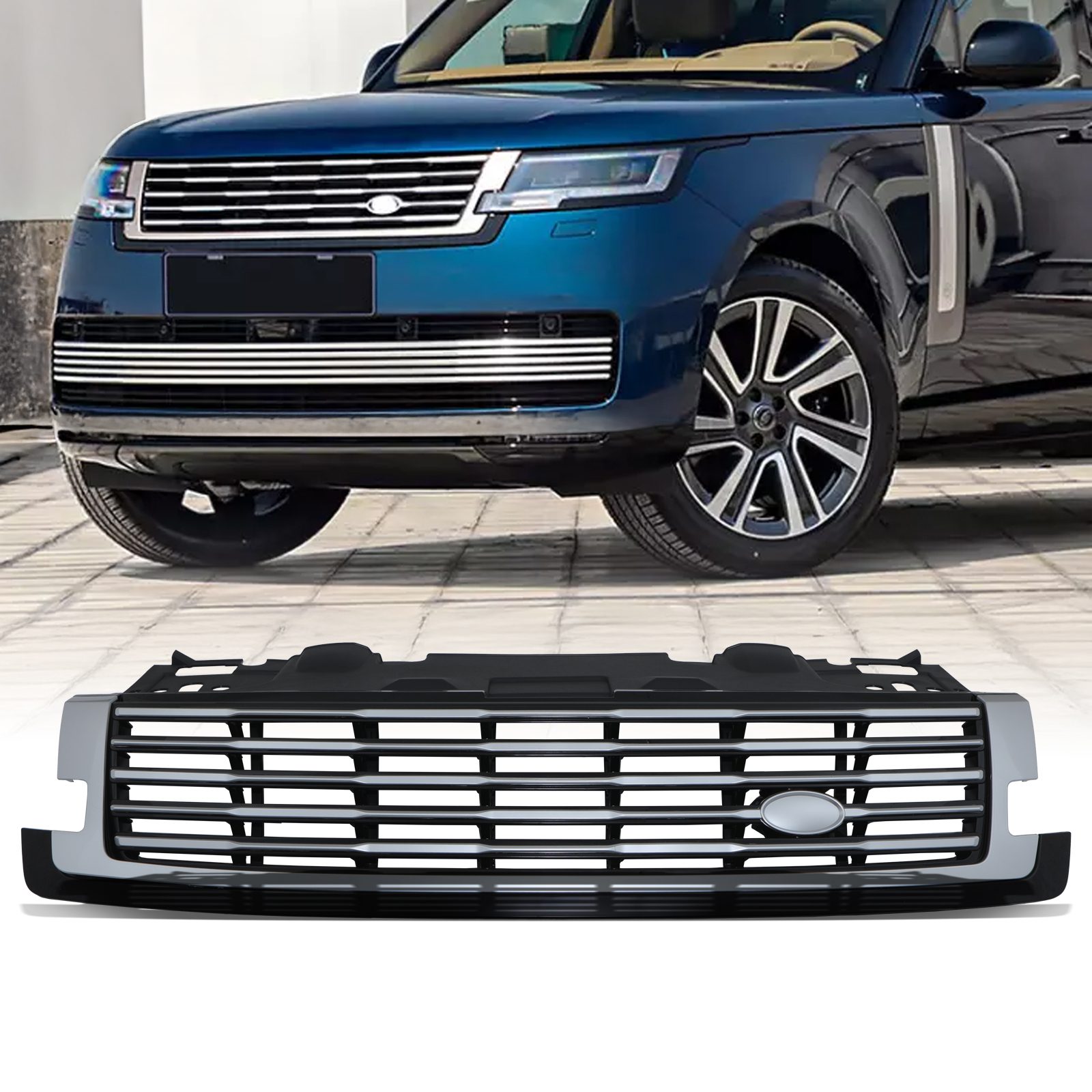 Predator4x4 Gloss Black and Silver Front Grille To Fit Range Rover Vogue L460 2022+
