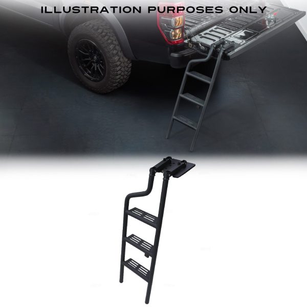 Mitsubishi L200 Series 4 5 6 2005+ Black Rear Tailgate Folding Ladder