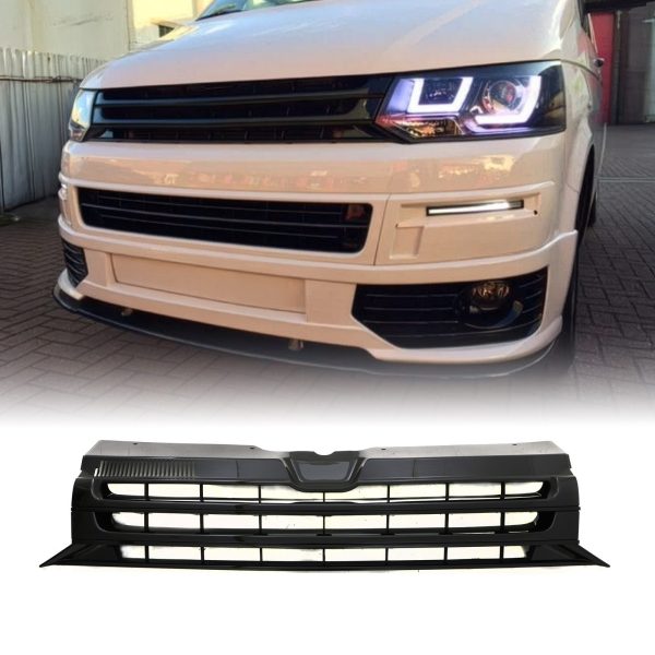 VW Transporter T5.1 10-15 Badgeless Front Grille - Gloss Black