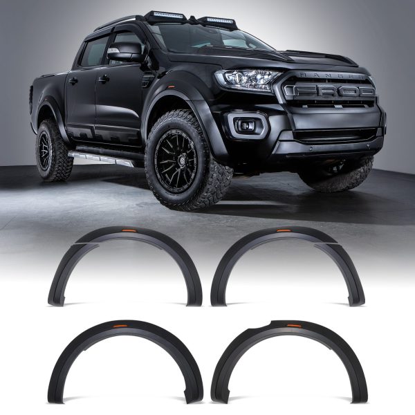 Ford Ranger T7 T8 15-22 Matte Black Wide Wheel Arch Kit with Amber LEDs