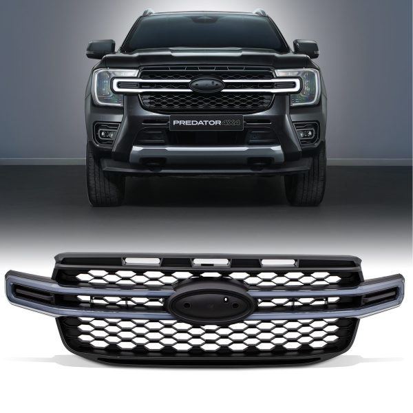 Ford Ranger T9 Wildtrak 2023+ Matte Black Dynamic LED DRL Grille