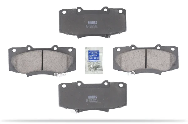 Pedders Front 319mm 143mm Backplate Kevlar Ceramic Brake Pads Toyota Hilux 4WD MK6 GGN25, KUN25R, KUN26R 2005-2010