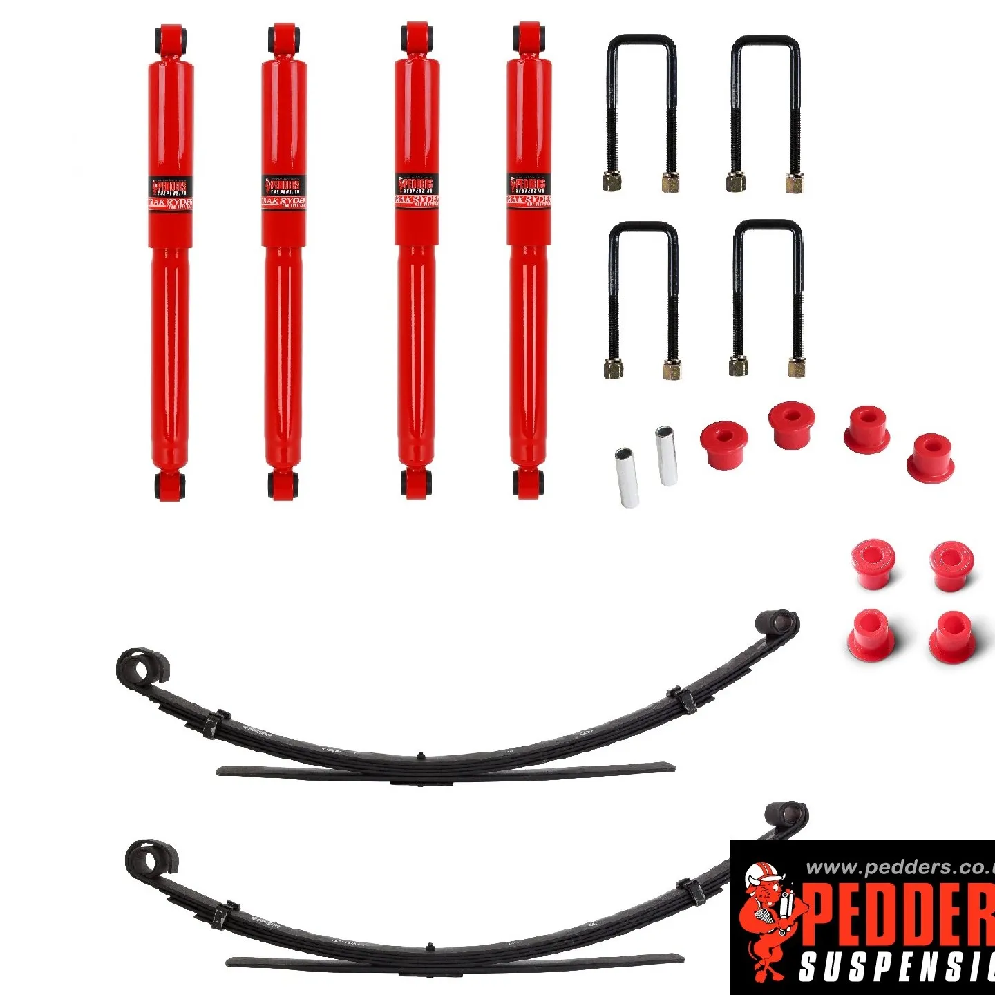 Pedders 1.5 Inch Suspension Lift Kit. WITHOUT torsion bars. Toyota Hilux Mk4 & 5 & MK3 IMPORT Toyota Hilux 4WD MK4 LN165R, Torsion bar front, leaf rear 1997-2001
