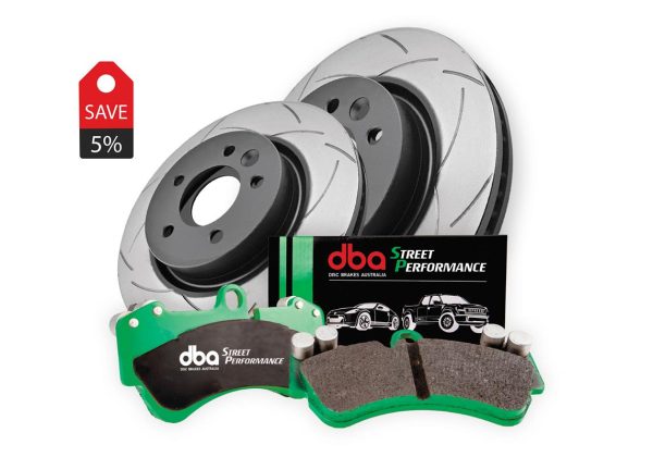 Mitsubishi L200 B40 DBA Street Series T2 slotted front brake discs and performance pads