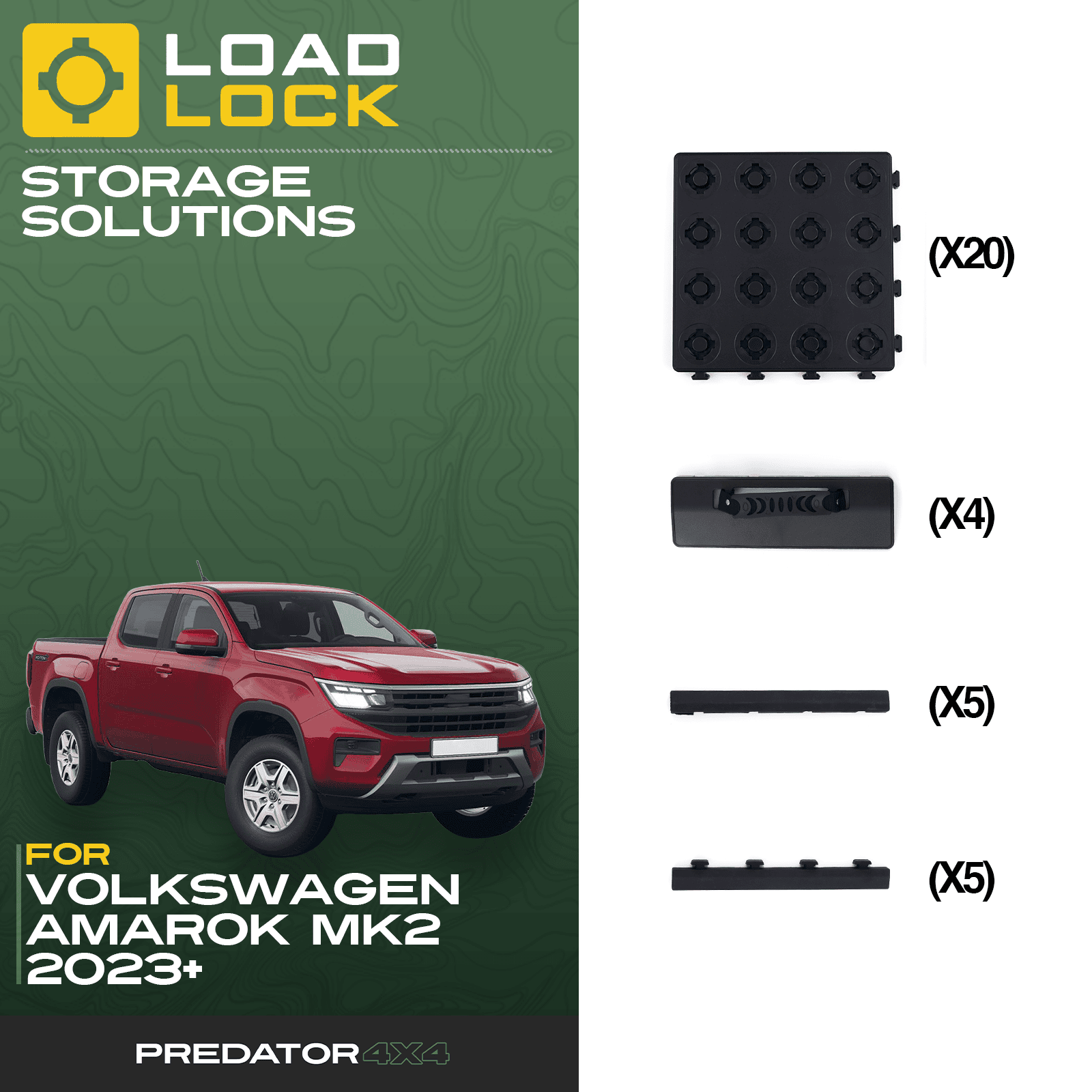 Volkswagen Amarok MK2 2023+ LoadLock Full Truck Bed Base Kit - 6 Anchors & 6 Stoppers