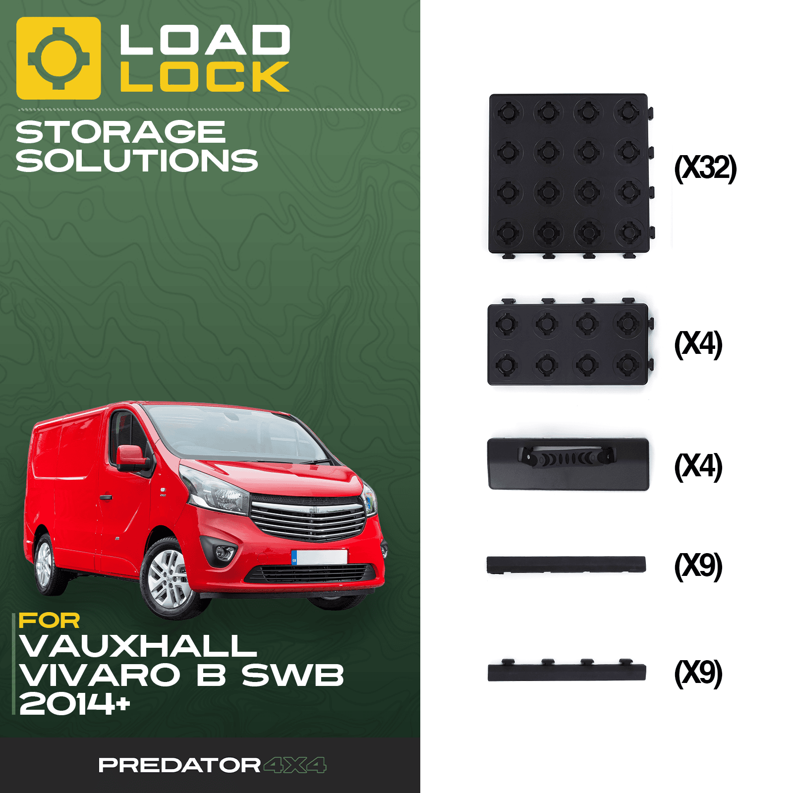 Vauxhall Vivaro B / Renault Trafic X82 SWB/LWB 2014+ LoadLock Full Load Bed Base Kit - Base Kit , SWB