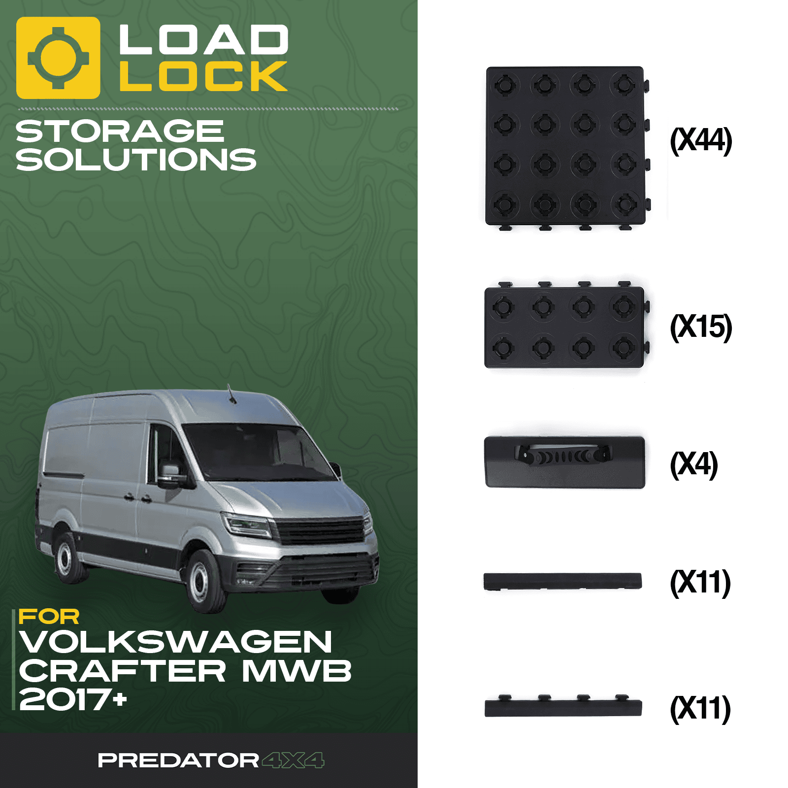 Volkswagen Crafter MWB/LWB/Maxi Long-Plus 2017+ LoadLock Full Load Bed Base Kit - 4 Anchors & 4 Stoppers , Maxi Long-Plus