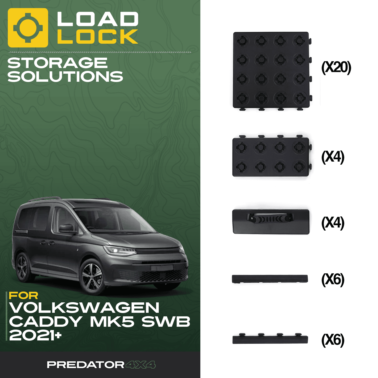 Volkswagen Caddy MK5 SWB/LWB 2021+ LoadLock Full Load Bed Base Kit - Base Kit , SWB