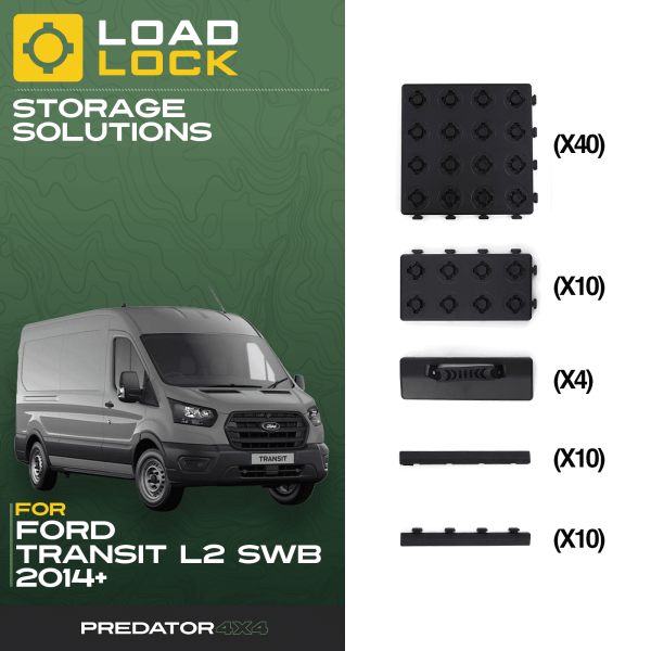 Ford Transit SWB/LWB/XLWB L2 2014+ LoadLock Full Load Bed Base Kit - 4 Anchors & 4 Stoppers , LWB