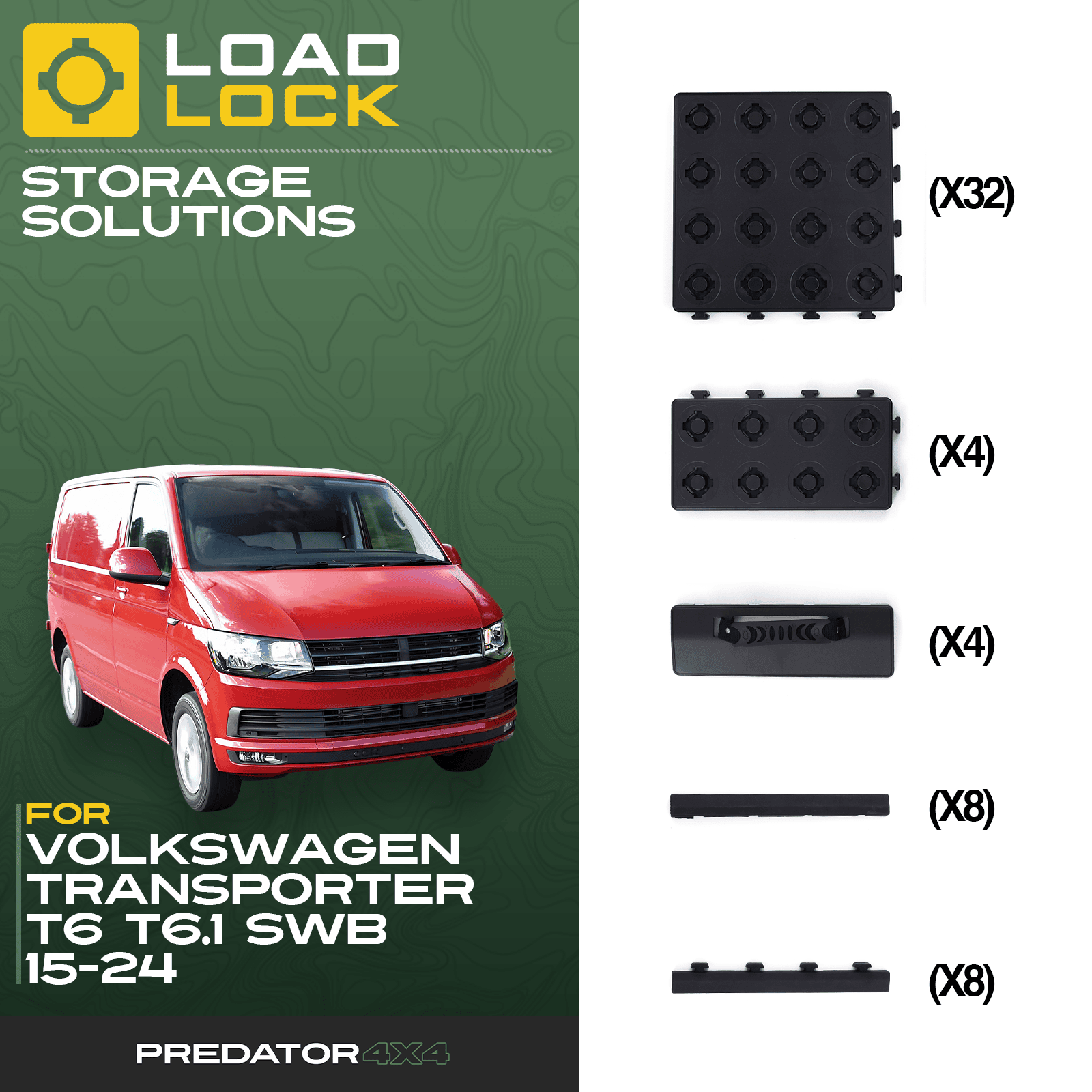 Volkswagen Transporter T6 / T6.1 SWB/LWB 2015-2024 LoadLock Full Load Bed Base Kit - Base Kit , SWB