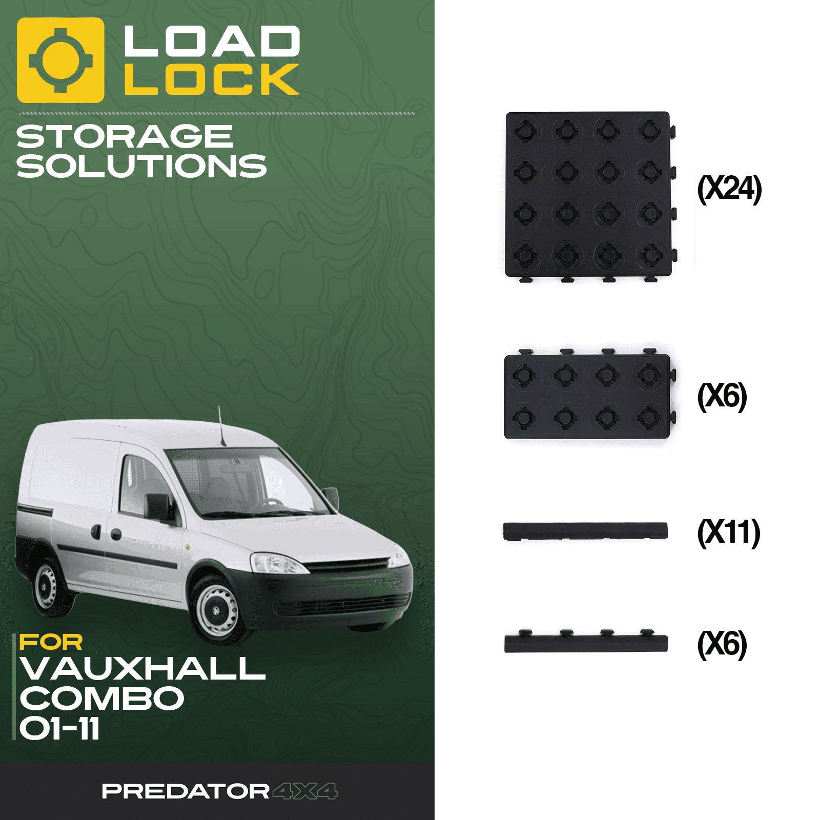 Vauxhall Combo 2001-2011 LoadLock Full Load Bed Base Kit - Base Kit