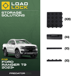 Ford Ranger T9 2023+ LoadLock Full Truck Bed Base Kit - 4 Anchors & 4 Stoppers