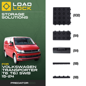 Volkswagen Transporter T6 / T6.1 SWB/LWB 2015-2024 LoadLock Full Load Bed Base Kit - 4 Anchors & 4 Stoppers , LWB