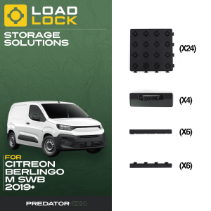 Citroen Berlingo SWB/LWB 2019+ LoadLock Full Load Bed Base Kit - 4 Anchors & 4 Stoppers , LWB