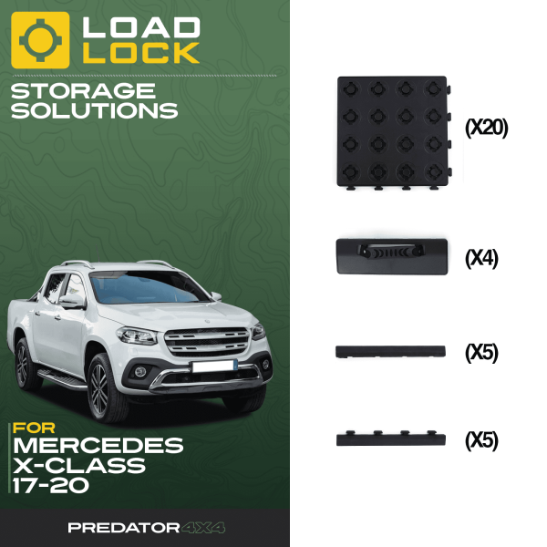 Mercedes X-Class 2017-2020 LoadLock Full Truck Bed Base Kit - 4 Anchors & 4 Stoppers