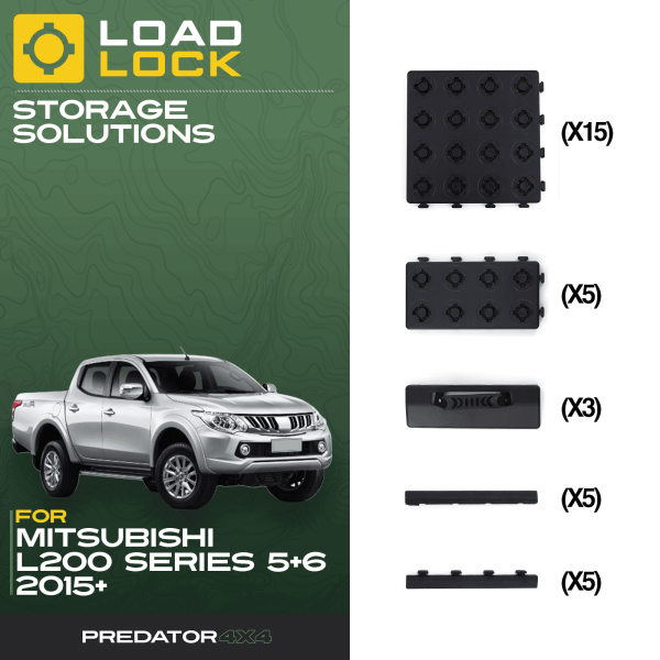 Mitsubishi L200 Series 5 & 6 2015+ LoadLock Full Truck Bed Base Kit - 6 Anchors & 6 Stoppers
