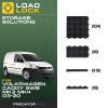 Volkswagen Caddy SWB/LWB MK3/MK4 2003-2020 LoadLock Full Load Bed Base Kit - 6 Anchors & 6 Stoppers , LWB
