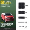 Volkswagen Transporter T6 / T6.1 SWB/LWB 2015-2024 LoadLock Full Load Bed Base Kit - 6 Anchors & 6 Stoppers , SWB