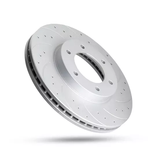Pedders Front Left Slotted and Dimpled Geomet Coated Brake Rotor Volkswagen Amarok 2.0 Turbo MK2 2023-Onward