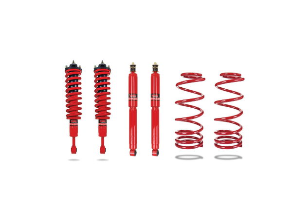 Pedders Extra Heavy Duty Lift Kit With Fully Assembled Front Struts For vehicles fitted with coil springs ONLY Toyota Land Cruiser 120 series, LC3 LC5, KDJ120, KZJ120, RZJ120 & GRJ12 2002-2009